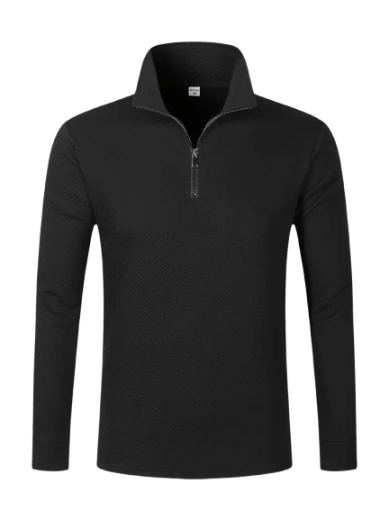 Casual Heren Quarter-Zip Trui met Regular Fit en Ritssluiting - Perfect voor Herfst, Winter en Lente